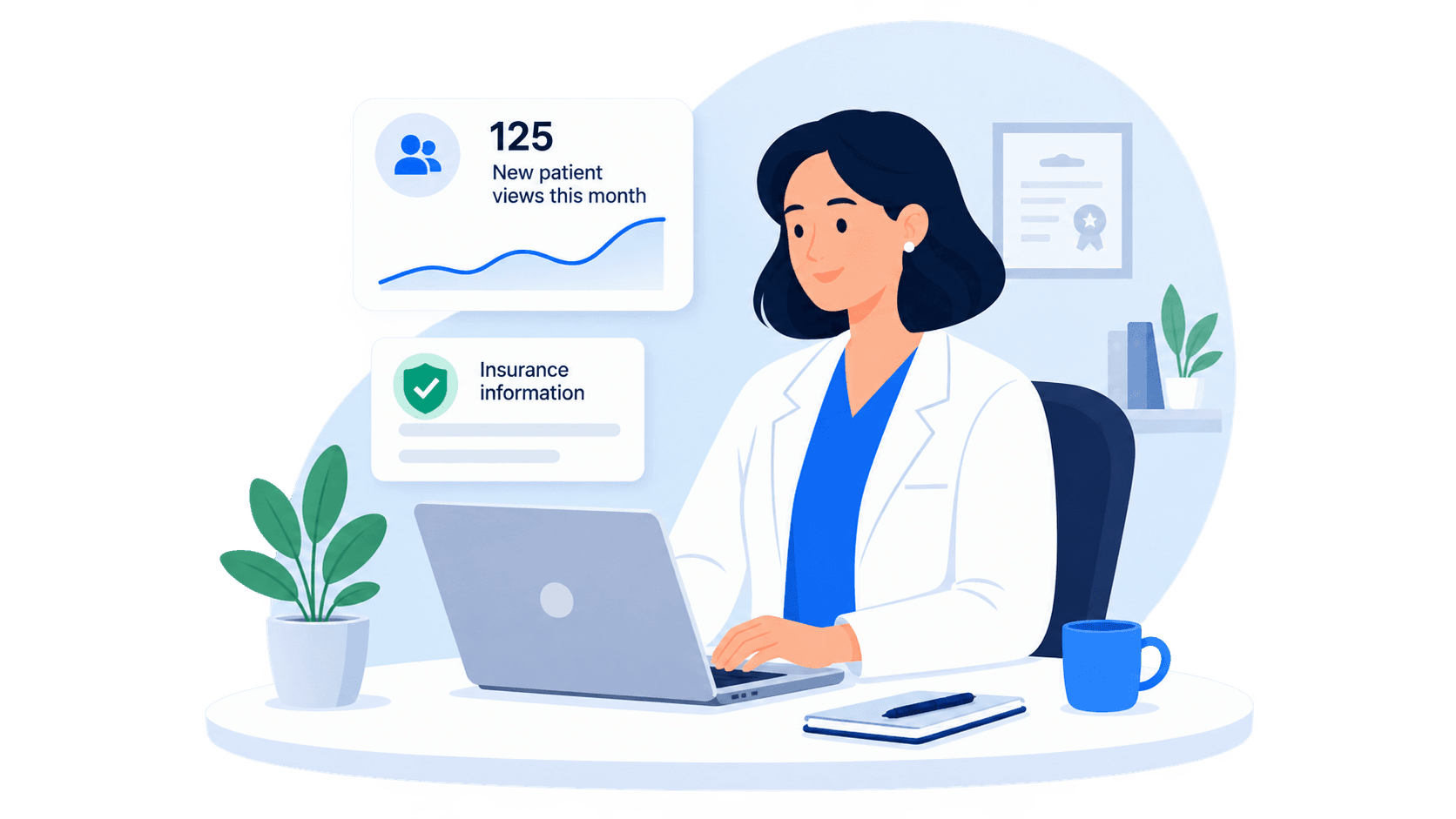 Provider managing patient views, insurance information, and open appointments